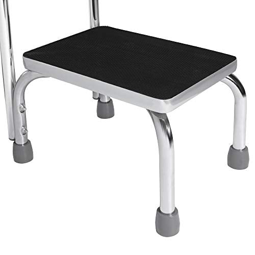 Vaunn Medical Foot Step Stool with Handle and Anti Skid Rubber Platform, Lightweight and Sturdy Stool for Children, Adults and Seniors, Chrome - color: Chrome With Handle