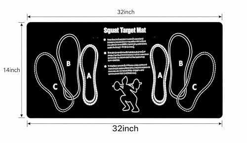 Squat Mat With Foot Position (32 * 14in) - Anti Slip Training Mat, Perfect for Leg & Abdominal Exercises, Squat Pads Activate Muscles, Prevent Injuries, Lightweight Portable for Home Gym - color: black