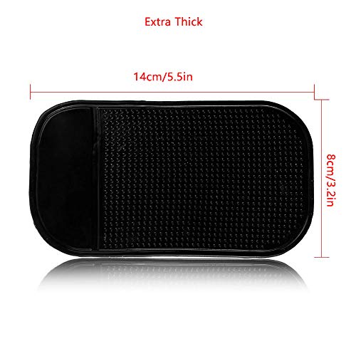 Car Dashboard Non Slip Mat, Bysameyee 5-Pack Anti-Slide Sticky Extra-Thick Dash Pad for Radar Detector, Cell Phone, Keys, Glass, Mirrors, Metal, GPS, Coins - size: 5.5 x 3.2 Inch