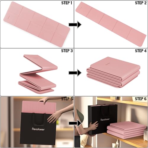 Readaeer Foldable Yoga Mat for Travel Folding Yoga Mat 6mm Thick with Carrying Bag, Non-Slip TPE Exercise Pilates Mat for 72" L x 24" W x 0.24 Inch | TPE Exercise Mat With Carrying Bag for Home Workout, Yoga, Pilates, Stretching - color: Pink