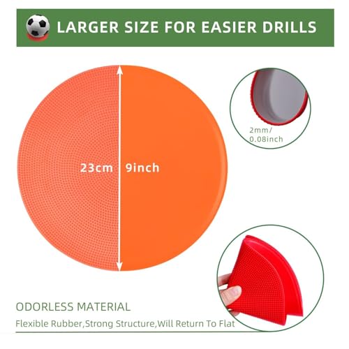 Spot Markers 4 Inch 9 Inch Non Slip Rubber Floor Markers Flat Field Cones Poly Dots for Classroom Dance Sports Soccer Basketball Speed Agility Training - style: 9inch 20pcs 5colors