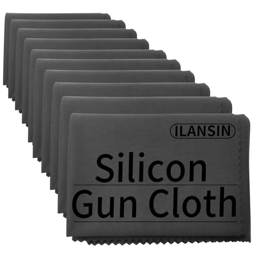 Silicon Gun Cloth 10Pack 12'' ×12'' Gun Cleaning Cloths Lint Free - Gun Cleaning Wipes with Silicon Gray Gun Cleaning Rags for Gun Cleaning/Polishing Silicon Rags