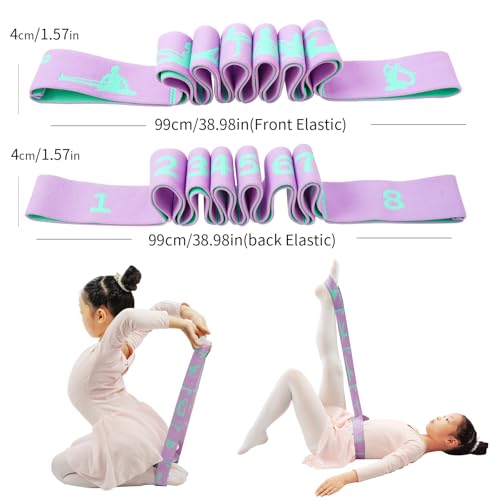 8 Loops Stretching Strap for Kids, Extended Dance Stretch Band Elastic for Ballet & Gymnastics, Children's Resistance Bands for Flexibility Training, Dance Equipment for Girls - color: Purple