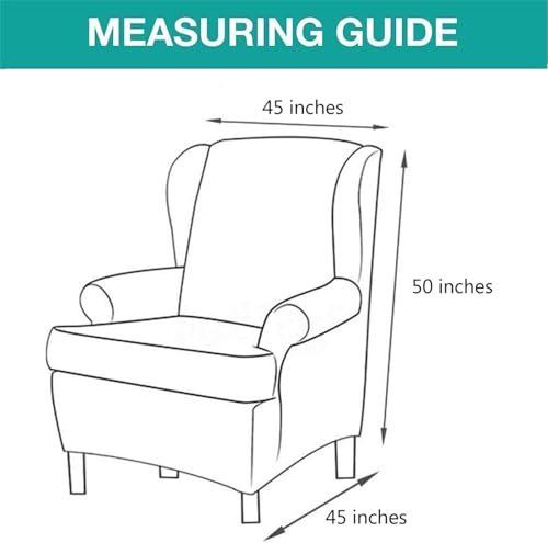 NILUOH Wingback Chair Cover 2-Piece Soft Stretch Wing Chair Slipcover Solid Color Armchair Sofa Couch Cover Furniture Protector with Elastic Bottom for Living Room Bedroom (White) - color: White