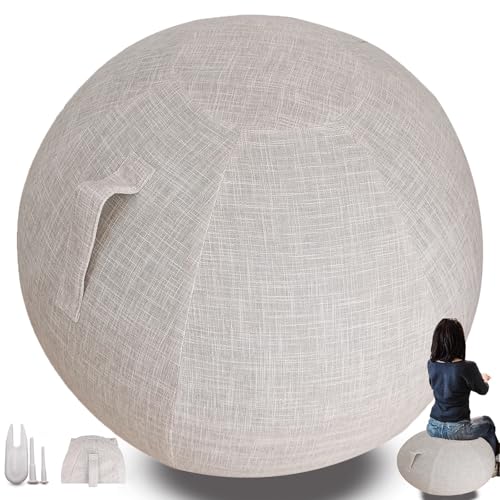 Protective Cover for Fitness Balls | Air Plug Included, Exercise Ball, For Pregnancy Ball Chair Yoga Ball, No Yoga Ball Included Washable Linen Ball Cover - color: Off-white, size: 75cm