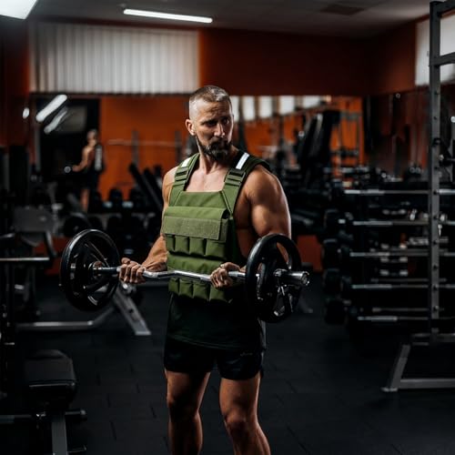 Weighted Vest for Men Women, Adjustable Tactical Weight Vests for Rucking Walking Running Crossfit Strength Training (Without Weight Blocks) - color: Green