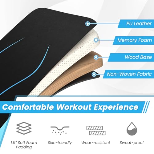 GYMAX Sit up Bench, Folding Adjustable Workout Bench for Ab Exercise, Curved Incline/Decline Slant Bench, Foldable Strength Training Weight Bench, Situps Abs Workout Equipment - color: Blue