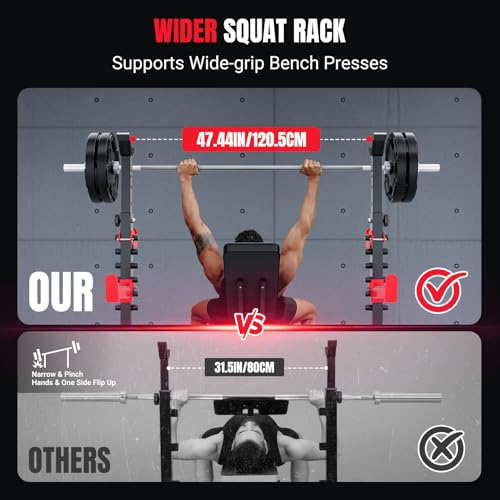 YOLEO Olympic Weight Bench Set with Rack, 1980LBS Capacity Bench Press Rack System, 47.44" Wide-Grip Bench, Leg Extension & Preacher Curl, Adjustable Incline Decline Weight Bench for Home Gym