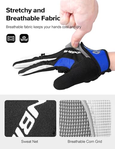 INBIKE Cycling Gloves for Men/Women Bike Gloves with Touchscreen-Padded Anti-Slip Mountain Biking MTB Bicycle Gloves for Cycling/Workout/Gym/Outdoor - color: Blue, size: Medium