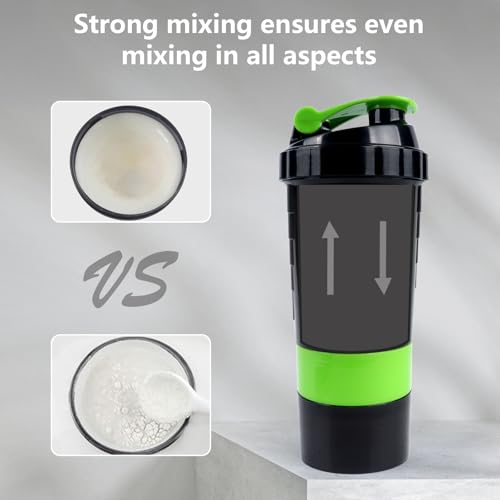XTK Shaker Bottle 16OZ Protein Shaker Bottles with Mix Ball Portable Sports Water Bottle Leak Proof GYM Cup for Protein Mixes with Storage & Pill Organizer, Ideal for Pre Workout,BPA Free (Green) - color: Green