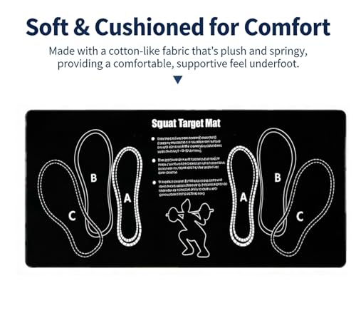 Squat Mat With Foot Position (32 * 14in) - Anti Slip Training Mat, Perfect for Leg & Abdominal Exercises, Squat Pads Activate Muscles, Prevent Injuries, Lightweight Portable for Home Gym - color: black
