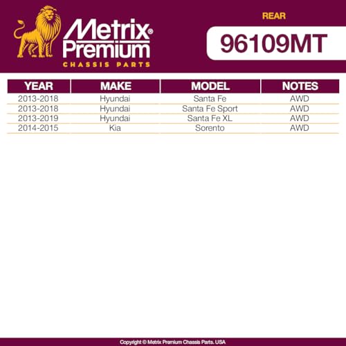 Metrix Premium Chassis Parts - Left & Right Rear Sway Bar Stabilizer End Link Kit Fits 2013-2018 Hyundai Santa Fe AWD, Santa Fe Sport AWD, 2014-2015 Kia Sorento AWD, K750665, K750664, Made in Europe - size: 96109MT