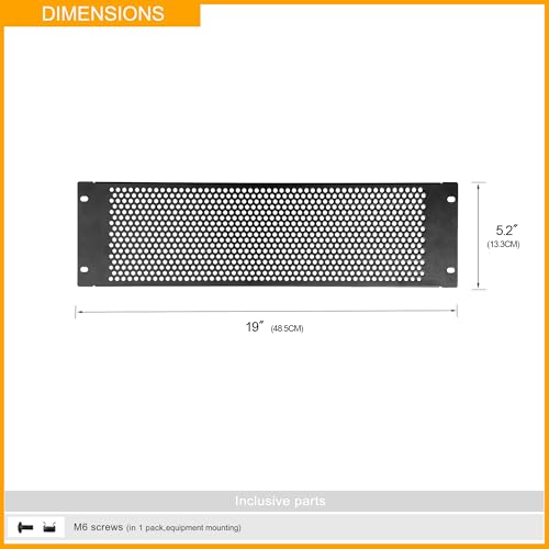 RIVECO 3U Vented Blank Panels for Rack & Cabinets Front Cover Panel 19-Inch Server & Network Rack Mount 2PCS Black - size: 3U