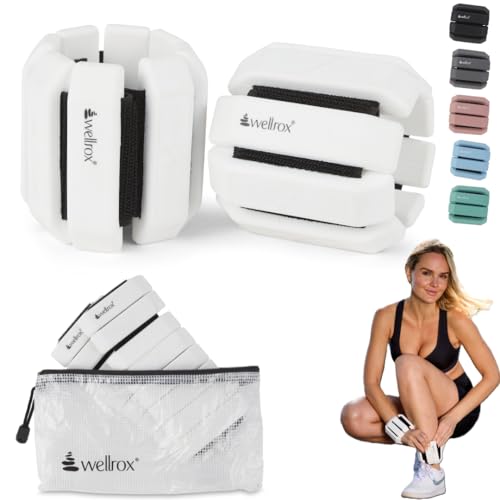 Wellrox Weighted Bangles – Adjustable Ankle and Wrist Weights for Women & Men – Set of Ankle Weights 2 lbs (1 lb Each Wrist Weight) | Weighted Arm Bands for Pilates, Yoga, Running & Walking - color: Pearl White