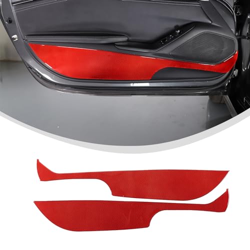 Soft Carbon Fiber Car Door Anti Kick Pad Trim Cover Compatible with Mazda MX-5 Miata 2016-2025+, Door Protector Mat Anti Dirty Anti Collision Stickers Interior Accessories (Red) - color: Red
