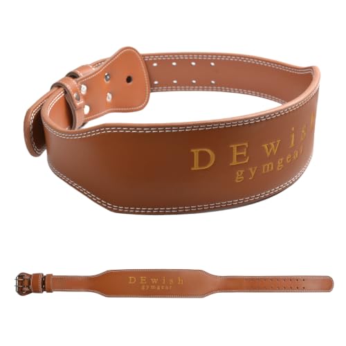 Leather Weightlifting Belt, 10 Adjustable Holes, 4”Width, Double Prong Power Belt for Gym Bodybuilding, weightlifting, powerlifting, squats and deadlifts - color: 4-Inch Brown, size: 28"-32"