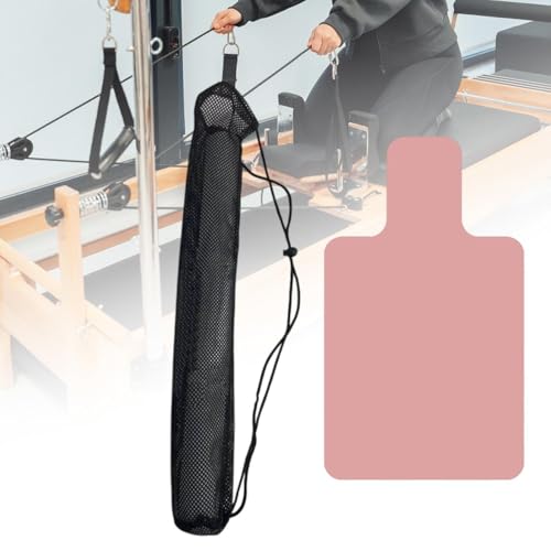 harayaa Pilates Reformer Pad Non Slip Yoga Meditation Mat Exercise Cushion Suede Rubber Towel with Portable Roll Suitable for Home Gym, Pink