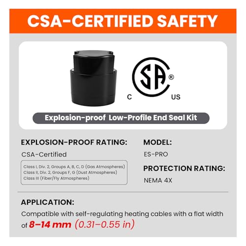 ES-PRO CSA Explosion-Proof Low-Profile End Seal Kit For Heat Cable | NEMA 4X Waterproof, Self Regulating Terminal, Roof and Gutter De-Icing, Pipe Freeze Protection - style: ES-PRO