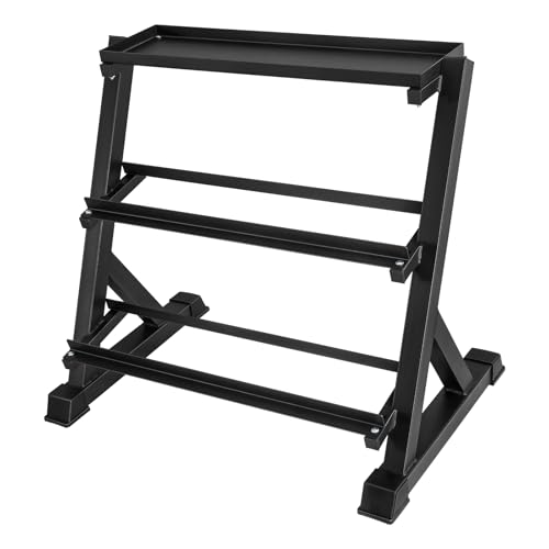 Dumbbell Rack 3-Tier Adjustable Weight Stand, 1000LBS Capacity Weight Rack for Kettlebells, Dumbbells and Home Gym Equipment, Heavy-duty Commercial Steel, Black