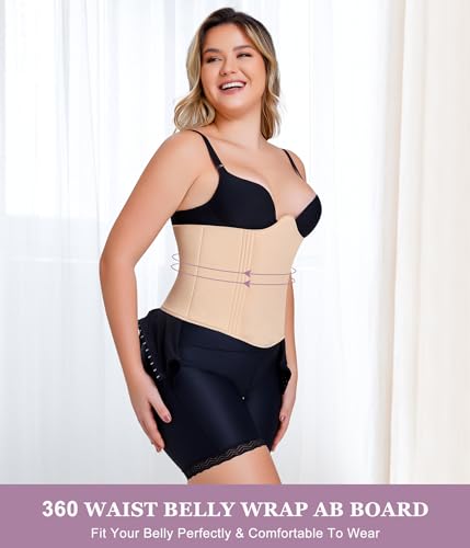 YERKOAD 360 Lipo Foam Ab Board Post Surgery Liposuction Abdominal Compression Boards Belly Wrap Lipo Recovery Waist Cincher - color: Beige