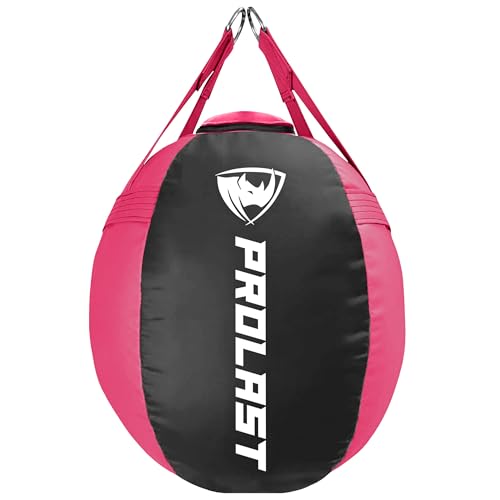 Wrecking Ball Heavy Boxing Punching Bag for Women, Hook and Uppercut, Body Snatcher, MMA, Muay Thai, Strength Training Equipment - color: Black / Pink, size: Unfilled