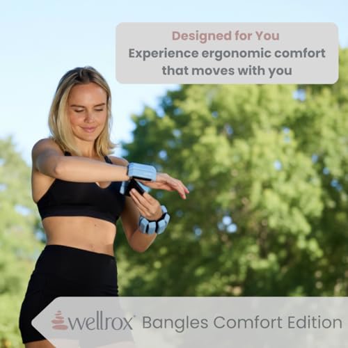 Wellrox Weighted Bangles – Adjustable Ankle and Wrist Weights for Women & Men – Set of Ankle Weights 2 lbs (1 lb Each Wrist Weight) | Weighted Arm Bands for Pilates, Yoga, Running & Walking - color: Ocean Blue