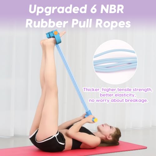 Resistance Bands with Handles, 6-Tube Elastic Pedal Resistance Band for Working Out, Durable Natural Rubber Exercise Bands, Multifunction Exercise Equipment for Abdomen, Waist, Arm, Leg Stretching - color: Full Blue