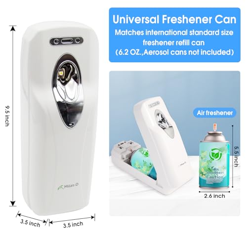 Automatic Air Freshener Spray Dispenser, Custom Timing (Day/Night/24H, 5/10/15/30 min interval), Wall Mounted/Free Standing, Home& Commercial, Glade& Airwick Refill Can, 2 D batteries, Milas-D - color: White, size: 1 Count (Pack of 1)