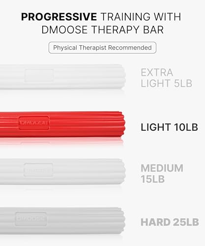 DMoose Fitness Flex Resistance Bar for Physical Therapy - Non-Slip Odorless Material, Exercise Bar for Tennis & Golfers Elbow Tendonitis Relief - Wrist and Forearm Strengthener & Grip Strength Trainer - color: Red