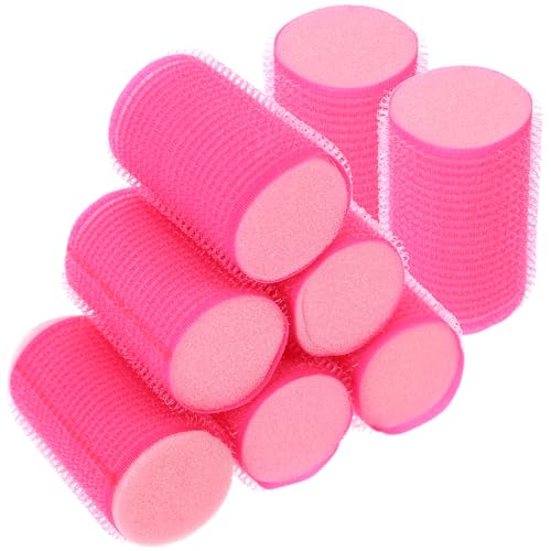 Uonlytech 8Pcs Hair Sponge Curlers Hair Rollers Set Self Grip Foam Hair Rollers Hairdressing Tools for Women Girls Long Hair, Rose Red