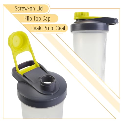 Mr. Pen- Shaker Bottles for Protein Mixes with Twist Cap, 28 oz | Gray/Yellow, Protein Shaker Bottle with Wire Whisk Ball - color: Gray/Yellow