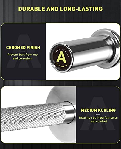 AboveGenius 16" Olympic Dumbbell Handles, Solid Steel Loadable Weight Bars for 2-Inch Plates, Adjustable Home Gym Strength Training Equipment (Includes 4 Spring Collars)