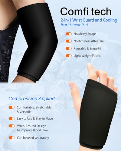 Wrist Elbow Ice Pack Wrap, Reusable Ice Pack Gel Compression, Slip-On Design,Long Lasting Cold & Warm for Pain Relief and Recovery of Elbow/Hand, Carpal Tunnel, Arthritis, Swelling(Large) - color: Dark Black, size: L-Standard