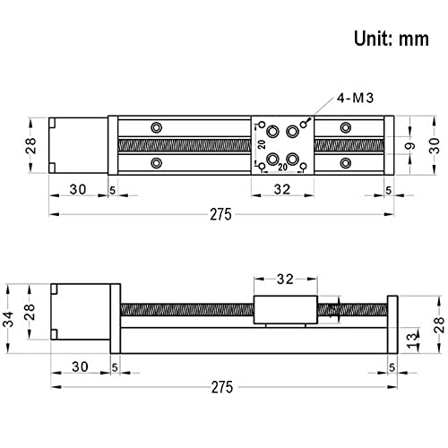 1PCS Mini Linear Rail Guide Slide Actuator T6x1 Lead Screw with NEMA11 Stepper Motor,200mm Effective Stroke Length for DIY CNC Router Parts X Y Z Linear (Size:200mm) - size: 200mm