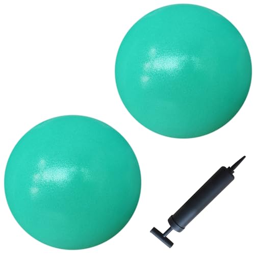 AppleRound Exercise Ball with Pump, 9-Inch Small for Pilates, Yoga, Core Stability - Choose: [Pack of 1 Ball + 1 Pump] or [Pack of 2 Balls + 1 Pump] - color: Turquoise x2