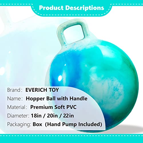 Hopper Ball, Clouds Hopping Toys for Kids, 20 Inch Bouncy Ball with Handle, Inflatable Bouncing Hoppity Hop Toys for Boys and Girls Gifts - color: Blue-green Gradient, size: Age:7-12(20''/50cm)
