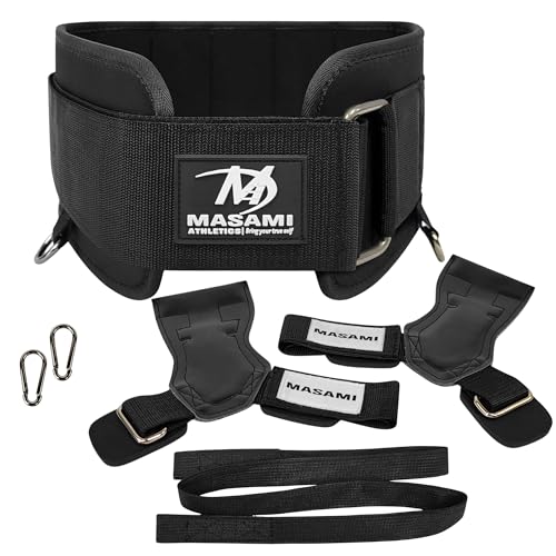 2-in-1 Weight Lifting Belt with Gloves - Self-Locking Weightlifting & Dip Set Belt with Rope & Gloves - Multi-Functional Belt for Lifting, Squats, Dips
