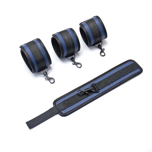 3 in 1 Heavy Duty Stainless Steel Expandable Spreader Bar with 4pcs PU Blue Adjustable Straps,Workout Bar for Home Gym Training Bar,Portable Detachable Pilates Kit - style: Black+PU Blue Kit