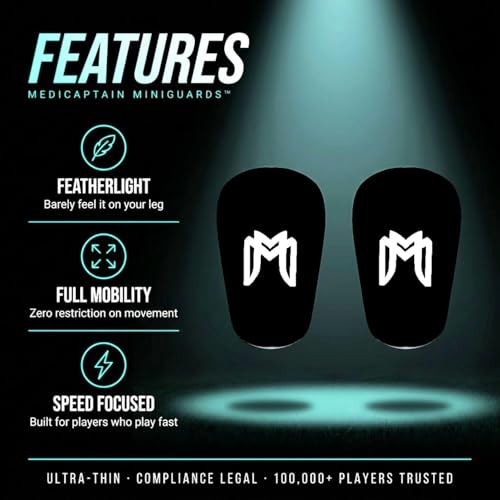 MediCaptain MiniGuards - Mini Shin Guards for Soccer Players - Tiny Shin Pads for Men, Women, Teens - Miniature Shin Guards 3.9 x 2.4 inch - Perfect for High Level Soccer Athletes - color: Black