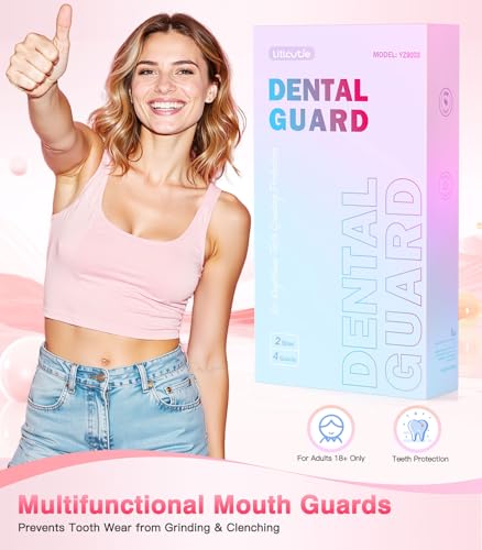 Anti Grinding Guard, Mouth Guard for Grinding Teeth at Night,Mouth Guard for Sleeping,Transparent Pink, 4 Pack/2 Size, Night Guards with 2 x 5X Mirror Case - size: 2 Sizes (4 Pack)