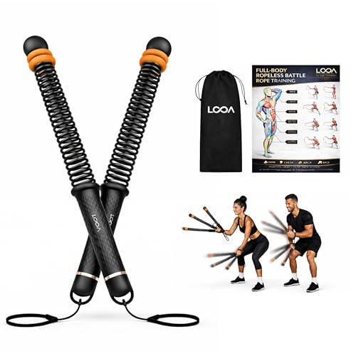 LOOA Adjustable Weighted Ropeless Battle Ropes for Home Gym (2 Pack) Set | Quiet Training, No Anchor Required, Portable, Full Body, Indoor Exercise