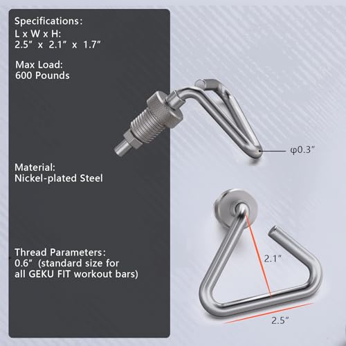 Resistance Bands Bar Accessories, Fitness Handles, Detachable Workout Bar Attachment，Only Available for GEKU FIT’s Products - color: Hook x 2