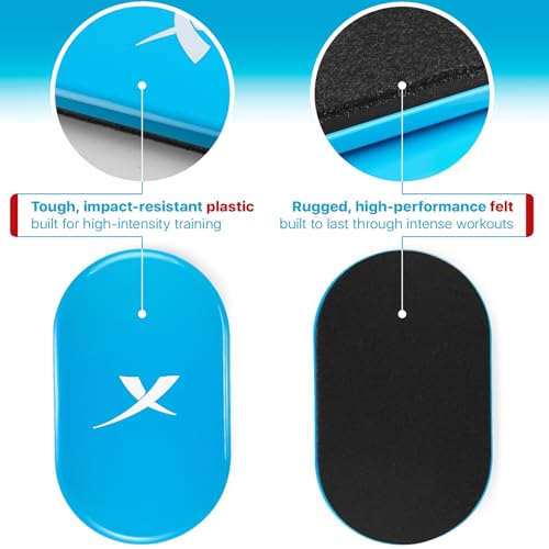 X-Protector Sliders for Working Out - 2 PCS - Double-Sided Exercise Sliders for Hard & Carpeted Floors - Gliders for Exercising! - color: Black & Blue