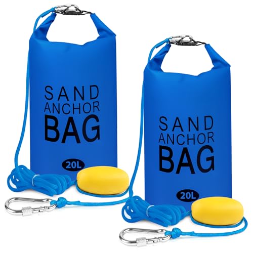 Phoncoo Sand Anchor Bag, 2 in 1 Jet Ski Anchor Kit for Float with Adjustable Buoy, Waterproof Dry Bag for Jetski, Kayak, Boat, Water Sports - color: Dark Blue