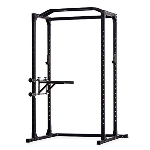REP Fitness PR-1100 Power Rack - 700 lbs Rated Lifting Cage for Weight Training - color: Black, style: Power Rack + Dip Attachment