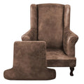 ANARACHON Leather Look Wingback Chair Covers, 2-Piece Wing Chair slipcover,Stretch Wing Back Armchair Slipcovers with Elastic Bottom, Soft Spandex Furniture Protector for Living Room (Light Brown #2) - color: Light Brown #2