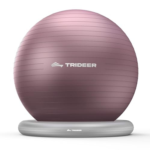 Trideer Yoga Ball Chair with Base for Office Desk, Exercise & Stability Ball Seat, Pilates Ball for Core Training, Pregnancy Ball, Back Pain Relief & Active Sitting - color: Purple, size: L(23-26inches/58-65cm)
