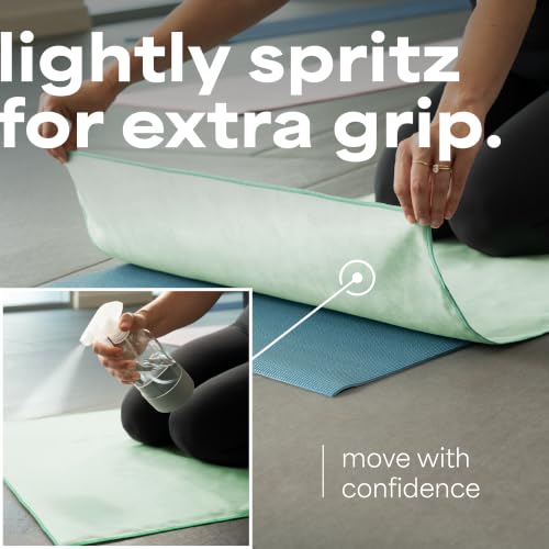 S&T INC. Aura Yoga Mat Towel, Quick Dry Towel, Soft and Absorbent for Gym, Pilates, and Hot Yoga Mat, 2 Pack, 26.5 inches x 72 inches, Microfiber, Blue & Sage Green - color: Blue & Sage Green