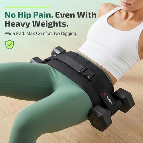 Hip Thrust Belt for Dumbbells, Kettlebells & Plates – ThrustFlex Booty Belt for Hip Thrusts & Glute Bridges, Anti-Slip 6mm Neoprene Pad, Adjustable Glute Belt for Home Gym Workouts