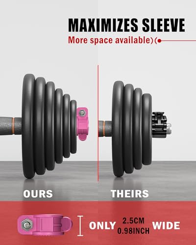 Mini Barbell Clips 1 inch I Multi-Size Adjustable Barbell Collar I 1 inch Barbell ClampsIQuick Release Weight Clips Pair of Locking for Dumbbell Bar - color: Pink
